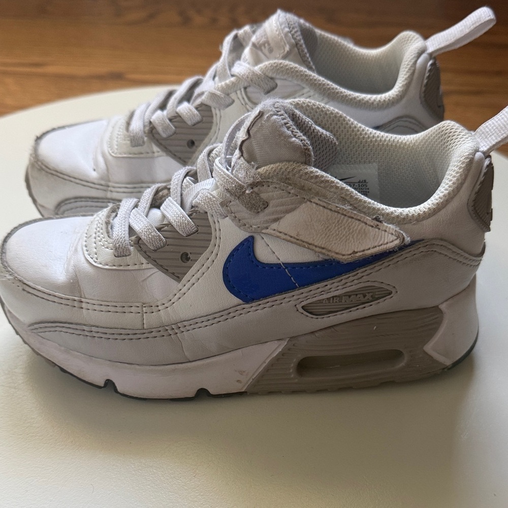 Nike Kids Sneakers Size 12C White Blue Swoosh Velcro Toddler Shoes - Picture 8 of 10